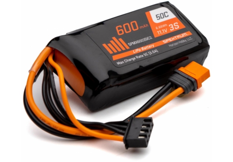 11.1V 600mAh 3S 50C LiPo Battery: IC2 - O-SPMX6003SIC2