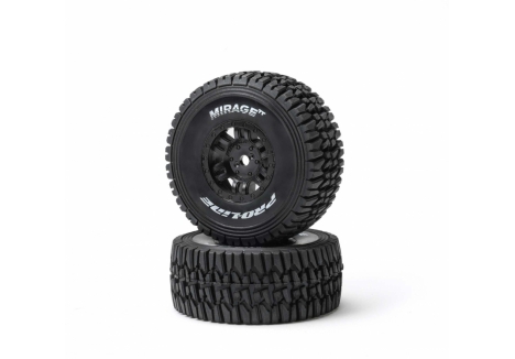 1/16 Mirage TT Front/Rear Tires Mounted Black Split Six Whee