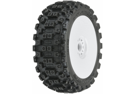 1/8 Badlands MX M2 Front/Rear Buggy Tires Mounted 17mm White