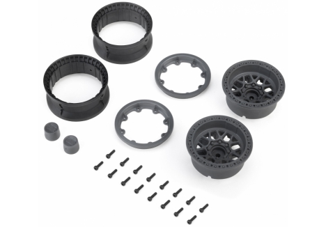 1.9" KMC Grenede Beadlock Wheels, Gray (2)