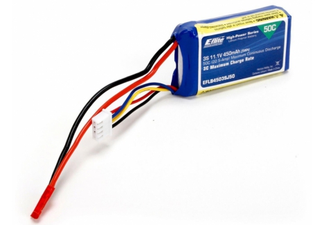 450mAh 3S 11.1V 50C LiPo, 18AWG JST