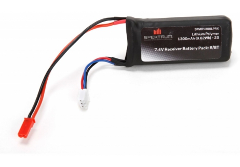 7.4V 1300mAh 2S 5C LiPo Rx Pack w/JST Connector