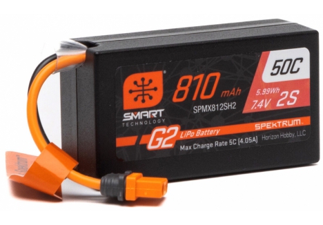 7.4V 810mAh 2S Smart G2 50C LiPo: IC2 - O-SPMX812SH2