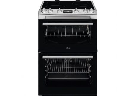 AEG 60cm Double Oven Electric Cooker with Ceramic Hob - CCX6530ACM