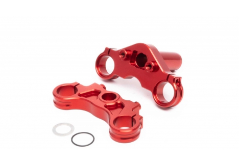 Aluminum Triple Clamp Set, Red: Promoto-MX - Z-LOS364002