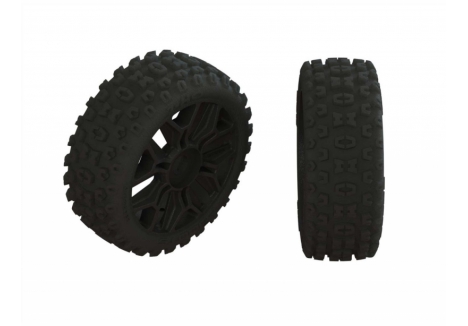 ARRMA 2HO Tire Set Glued Black 2 Pack Spare Parts AR550057