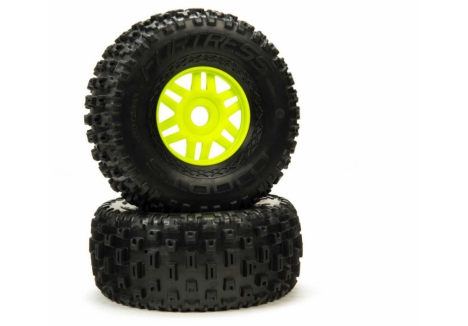 ARRMA dBoots Fortress 1/7 Pre-Mounted RC Tyres Green Pair ARA550068