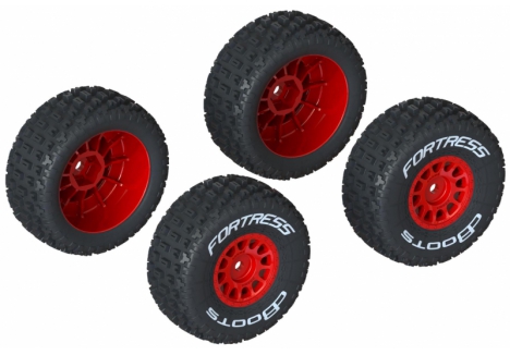 ARRMA dBoots FORTRESS Tyre Set Glued 1/16 RC Wheels Red ARA550116