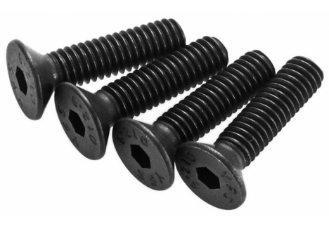 ARRMA Flat Head Hex Machine Screw 4x16mm Black Steel Pack of 4 AR722416