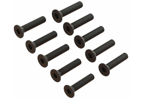 ARRMA Flat Head Screw M2x10mm 10 Pack Hex Drive Black Steel Z-ARA702009