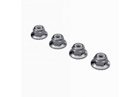 ARRMA Wide Flanged Nyloc Nut M4 RC Wheel Nut Set of 4 Silver Z-ARA-2472