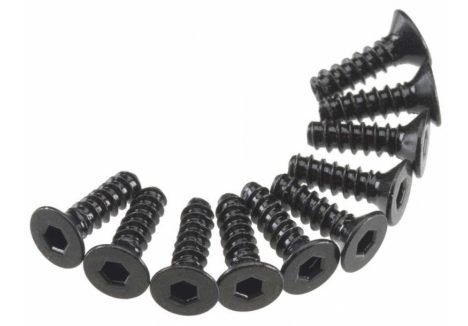 Axial M3x10mm Hex Socket Tap Flat Head Self-Tapping Screws Black 10 Pack Z-AXA465