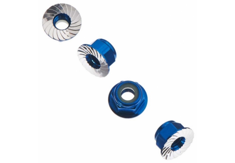 Axial M4 Serrated Wheel Nuts Blue Anodised Aluminium 4 Pack Z-AXA1046
