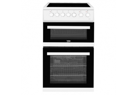 Beko 50cm Ceramic Hob Electric Double Oven Cooker - White - EDVC503W