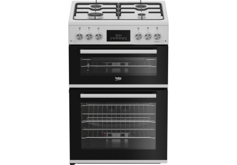 Beko 60cm Twin Cavity Gas Cooker with Enamel Hob - EDG6231W