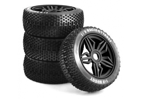 Buggy Wheel & Tyre (pk4) 1/8th Offroad, Black
