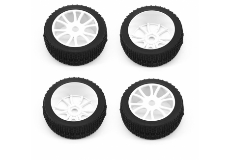 Buggy Wheel & Tyre (pk4) 1/8th Offroad, White