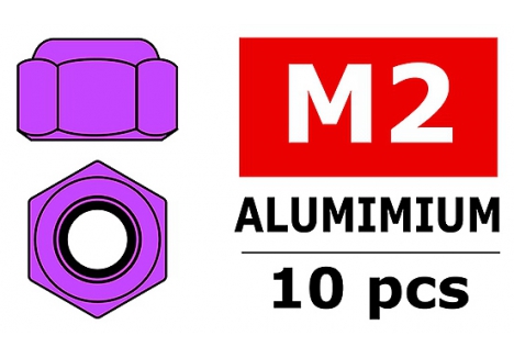 CORALLY ALUMINIUM NYLSTOP NUT M2 PURPLE 10 PCS C-3106-20-2