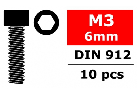 Corally Steel Screws M3 x 6mm Hex Socket Head 10 Pieces C-3001-30-06
