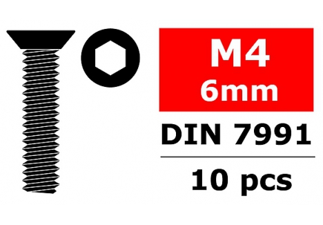 CORALLY STEEL SCREWS M4 X 6MM HEX FLAT HEAD 10 PCS C-3002-40-06