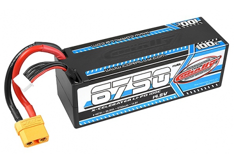 CORALLY XCELERATED 100C LIPO BATTERY 6750 MAH 14.8V STICK 4S HARDWIRE XT90 C-49731