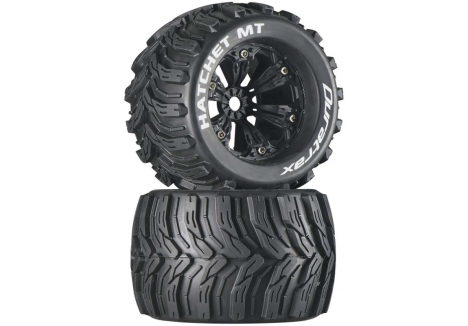 Duratrax Hatchet MT 3.8 1/8 Mounted Wheels Black Pair DTXC3588