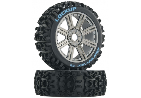 Duratrax Lockup Buggy Tyre 1/8 C2 Mounted Black Chrome DTXC3617