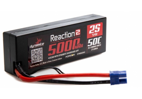 Dynamite 7.4V 5000mAh 2S 50C LiPo Battery Hardcase EC3 O-DYNB5025H3