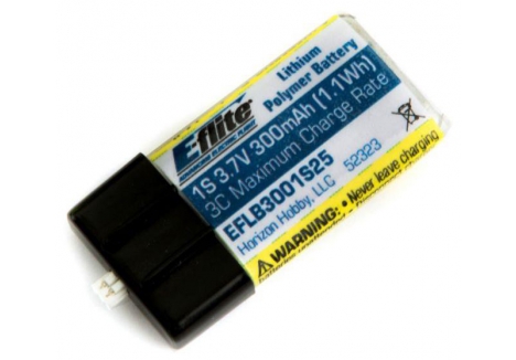 E-flite 300mAh 1S 3.7V 25C LiPo Battery Ultra Micro RC EFLB3001S25