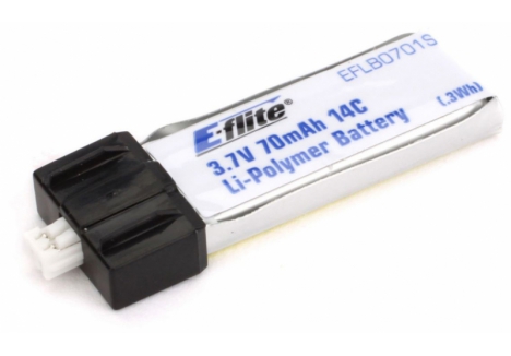 E-flite 70mAh 1S 3.7V 14C LiPo Battery Ultra Micro Connector O-EFLB0701S