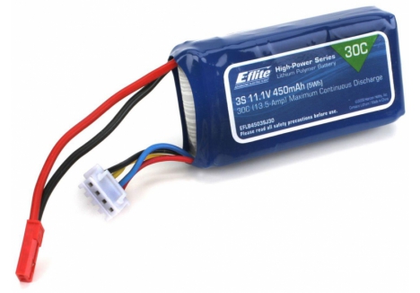 EFL 450mAh 3S 11.1V 30C LiPo, 18AWG JST O-EFLB4503SJ30