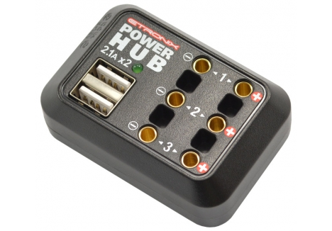 Etronix Power Hub Multi Port Distributor 10A 6-18V Three DC Ports Dual USB ET0259