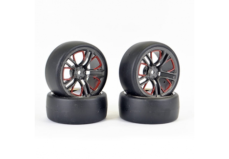 Fastrax 1/10 Drift D1 Tyre with 10-Spoke Wheel 3mm Offset Graphite FAST1352G-D13