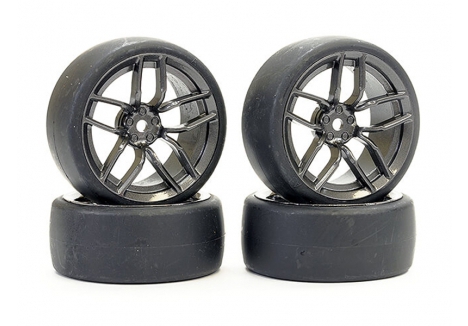 Fastrax 1/10 Drift D1 Tyre with 3mm 10-Spoke Wheel Graphite Pack of 4
