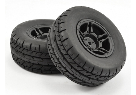 Fastrax 1:10 SC Eagle Mounted 5-Spoke Wheels Black Pair FAST1101B