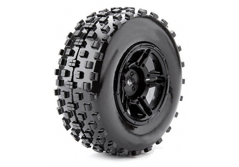 Fastrax 1/10 SC Rock Block Mounted Tyres 5-Spoke Black Wheels FAST1105B