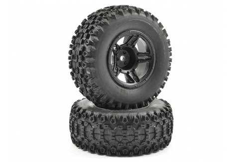 Fastrax 1:10 SC Stinger Mounted Wheels 5-Spoke Black Pair FAST1116B