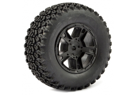Fastrax 1:10 SC ZigZag Mounted 5-Spoke Black Short Course Wheels Pair FAST1111B