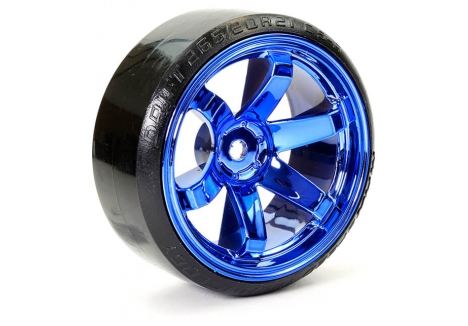 Fastrax 1/10 Street Drift RC Wheels 6-Spoke Blue Chrome 1.9 Inch FAST0086BLC