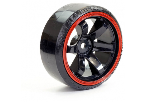 Fastrax 1/10 Street Drift Wheel 6-Spoke 6mm Offset Black Red FAST0086BKR