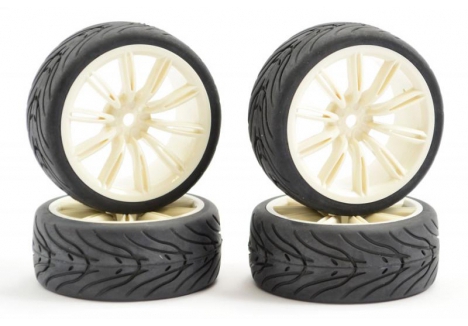 Fastrax 1/10 Street Tread Tyre 20 Spoke White Wheels FAST0076W