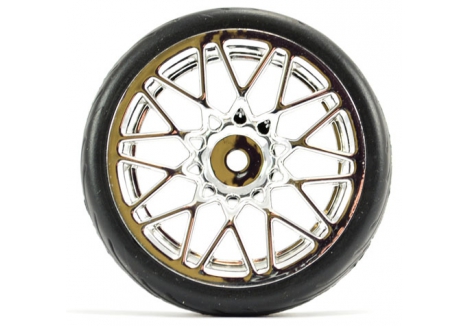Fastrax 1/10 Street Tread Tyre Star Spoke Chrome Wheels 1.9 inch FAST0089C