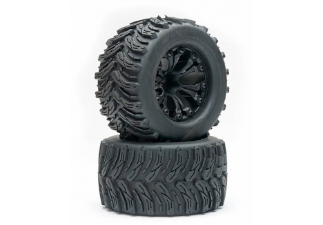 Fastrax 1/10 T-Bone Truck Tyre Mounted Split-Spoke Wheel 12mm Hex FAST0069B