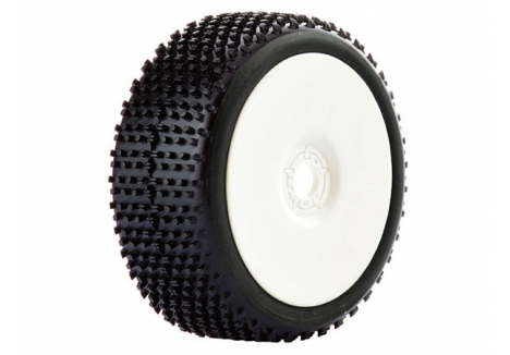 Fastrax 1/8 Cuboid Tread Mounted White Dished RC Buggy Wheels FAST1020WD