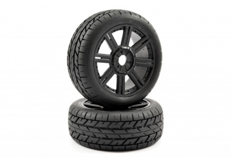 Fastrax 1/8 Eagle Tread Mounted 8-Spoke RC Buggy Wheels Black FAST1015B
