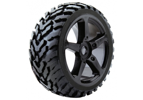 Fastrax 1/8 Truggy Arrow Tyres 5-Spoke Black Wheels 17mm Hex FAST1096B-0