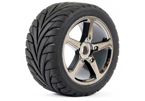 Fastrax 1/8 Truggy Eagle 5-Spoke Wheels Black Chrome 0 Offset Pair FAST1092BC-0