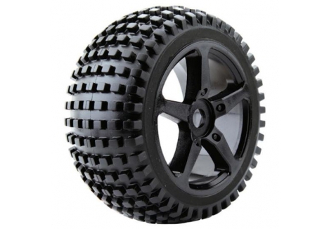 Fastrax 1/8 Truggy Rock Mounted 5-Spoke Black Wheels Pair FAST1094B-0