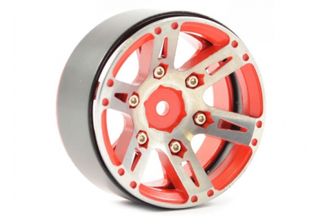 Fastrax 1.9in Heavy Weight Split 6-Spoke Aluminium Beadlock Wheels Red FAST0146R