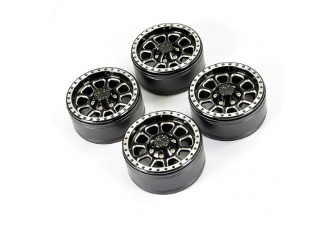 Fastrax Aluminium Beadlock Ten 1.9in RC Wheels 1/10 Black FAST0141BK